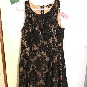 Nude dress with black lace